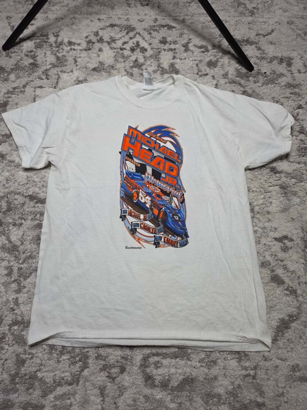 Gildan Michael Head Jr. Memorial 2019 Senoia Raceway T-Shirt Large White